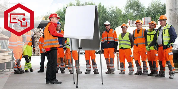 Meeting with construction workers